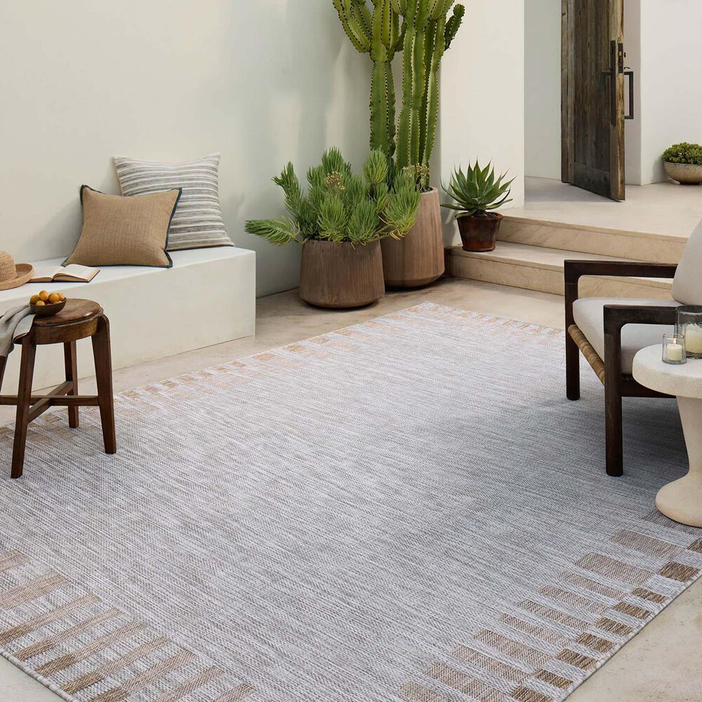 Amber Lewis x Loloi Topanga Silver and Natural 6&#39;7&quot; x 9&#39;4&quot; Indoor/Outdoor Area Rug, , large
