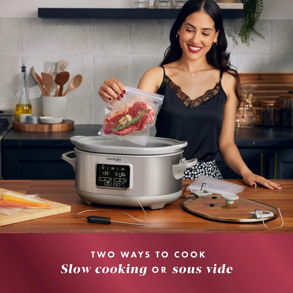 Crock-Pot 7-Quart Programmable Cook and Carry Slow Cooker in Stainless Steel, , large