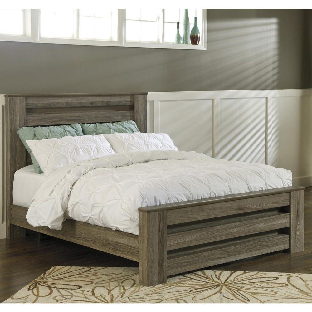 Ashley Zelen King Panel Bed in Warm Gray, , large