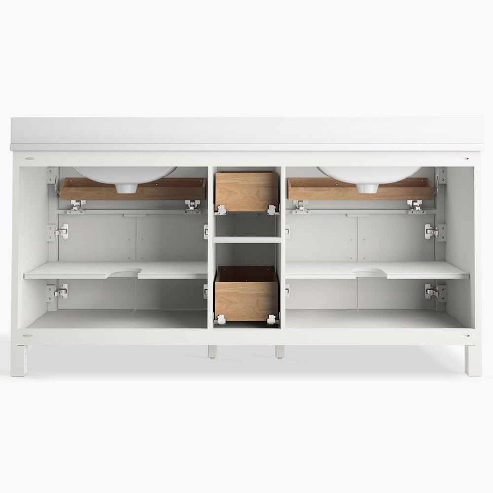 Kohler Kresla 72" Double Bathroom Vanity in White with 3 cm White Quartz Top and Rectangular Sinks, , large