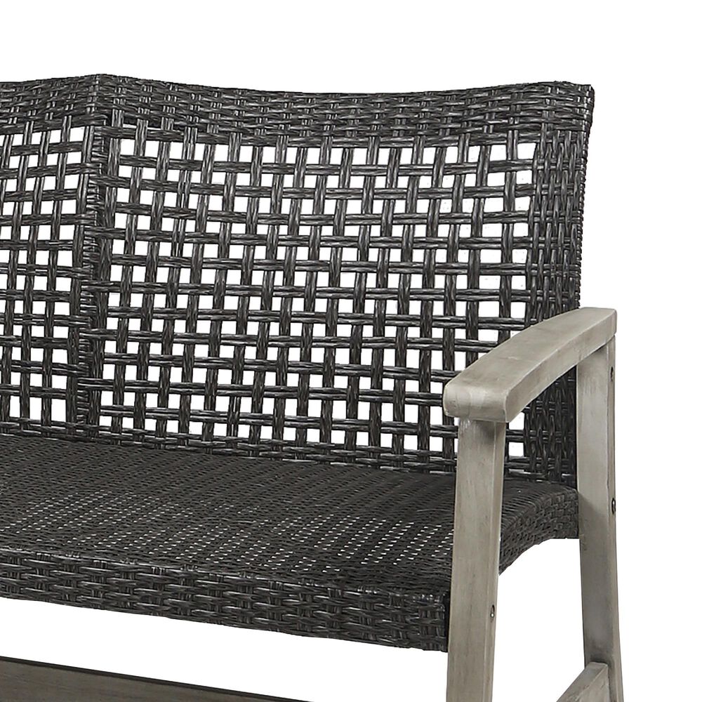 Hearth and Haven Outdoor Wicker Sofa with Wooden Frame in Grey, , large