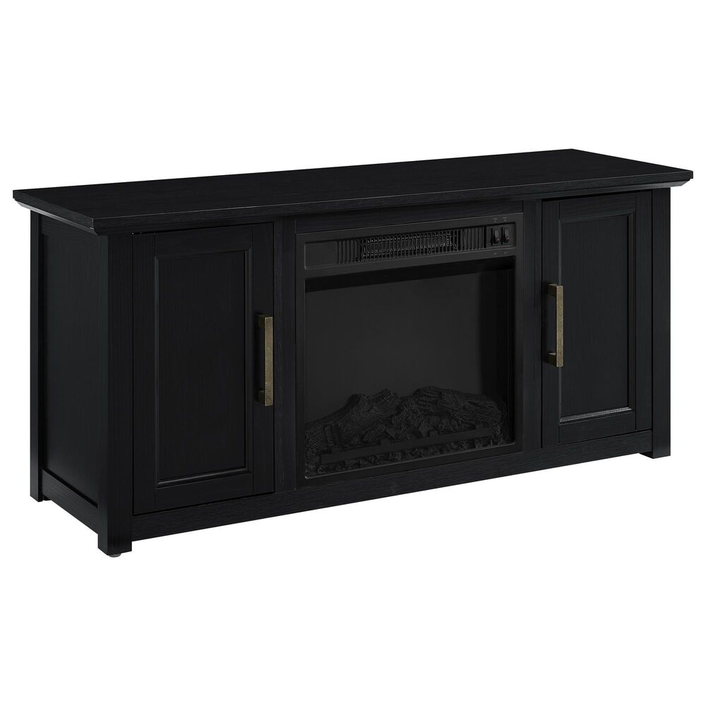 Crosley Furniture Camden 48" TV Stand with Fireplace in Black
