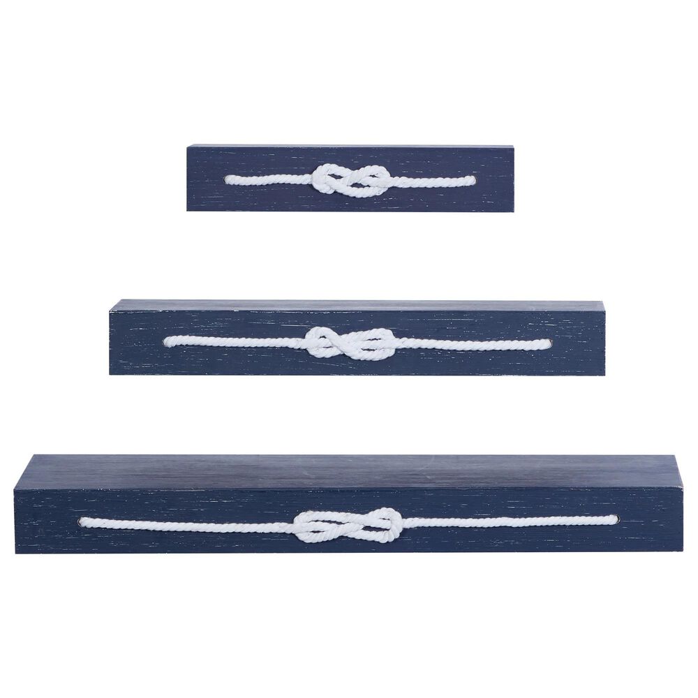 Maple and Jade 32" x 3" Wall Shelf in Ocean Blue and White (Set of 3), , large