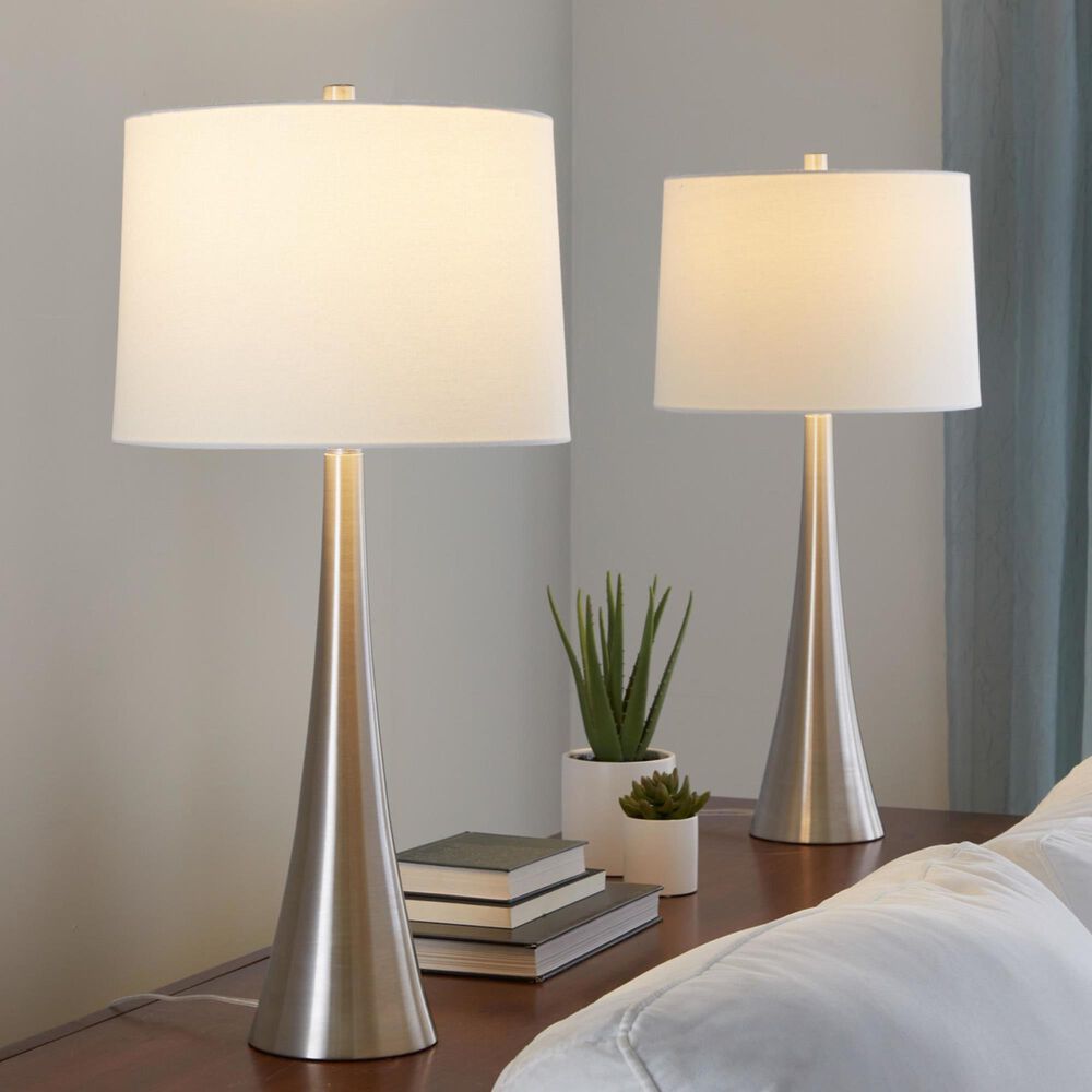 LumiSource Diana Metal Table Lamp in Brushed Nickel (Set of 2), , large