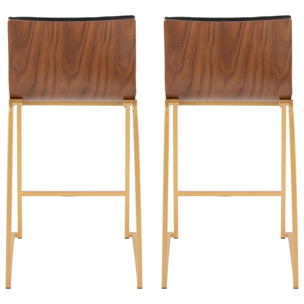 Lumisource Mason Mara Counter Stool with Black Cushion in Gold and Walnut &#40;Set of 2&#41;, , large