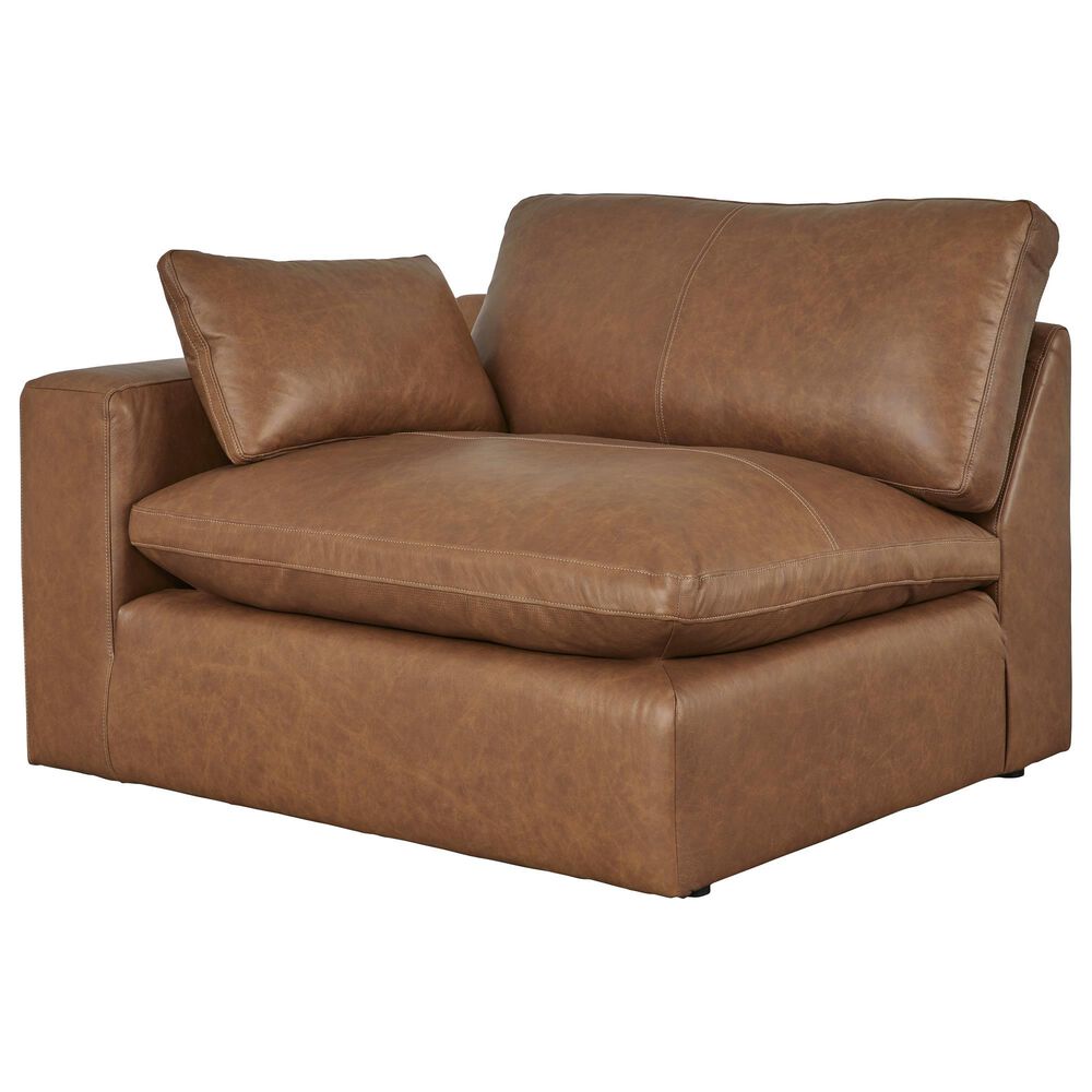 Ashley Emilia 4-Piece Stationary Reversible Sectional Sofa with Ottoman in Caramel, , large