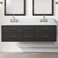 Lexora Home Castor 60" Double Bathroom Vanity in Black with 2 cm White Carrara Marble Top and Rectangular Sinks, , large