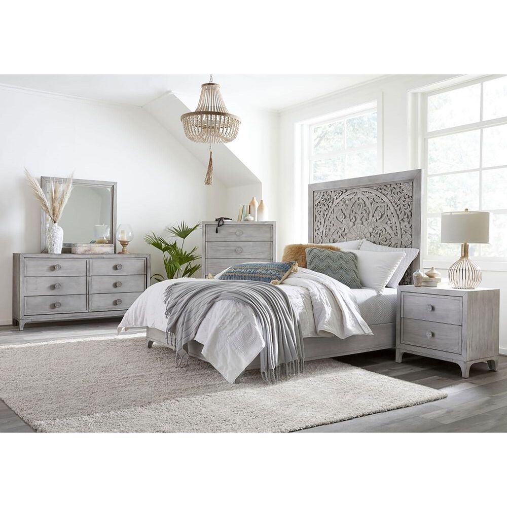 Urban Home Boho Chic 2 Drawer Nightstand in Washed White, , large