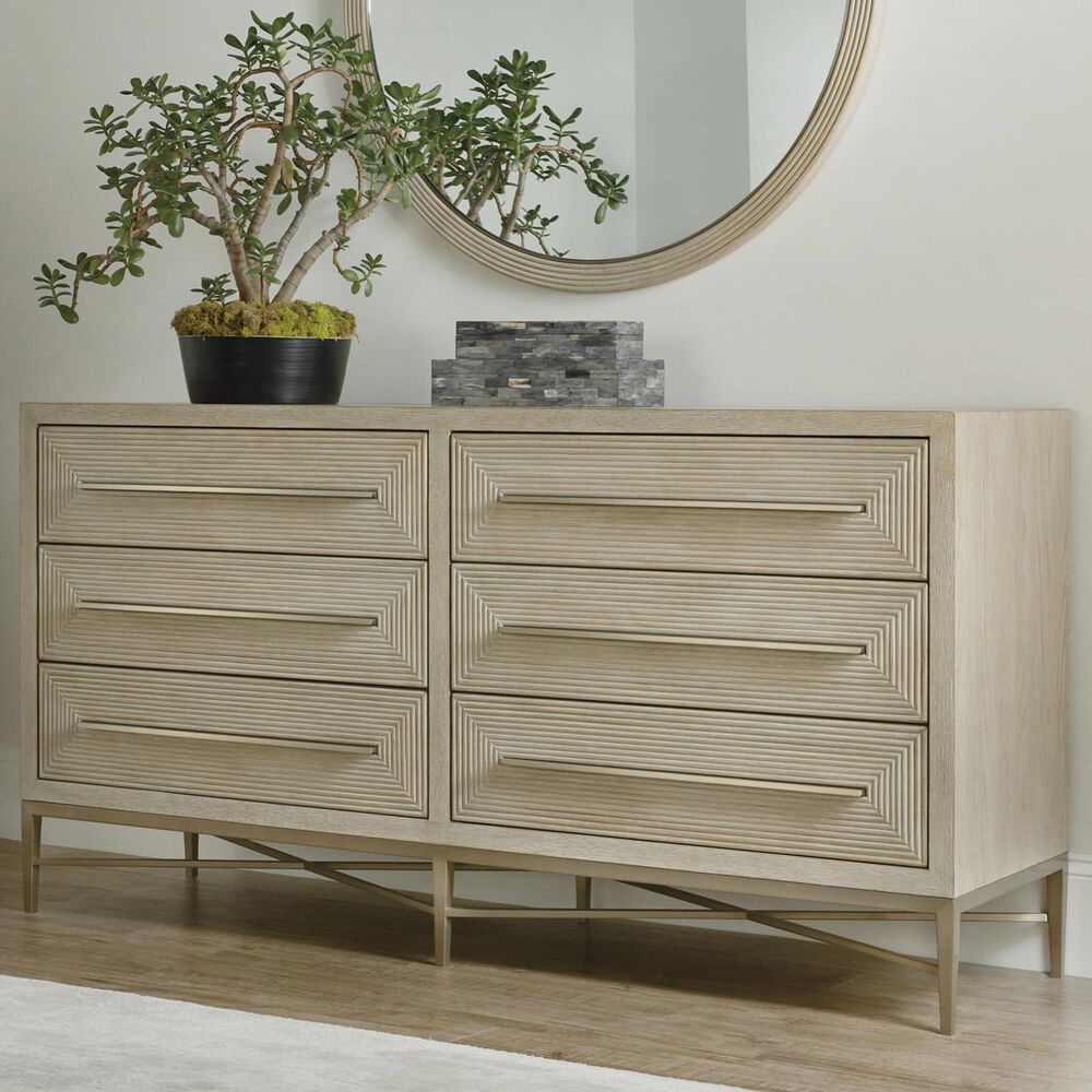 Hooker Furniture Cascade 6-Drawer Dresser in Taupe and Champagne, , large