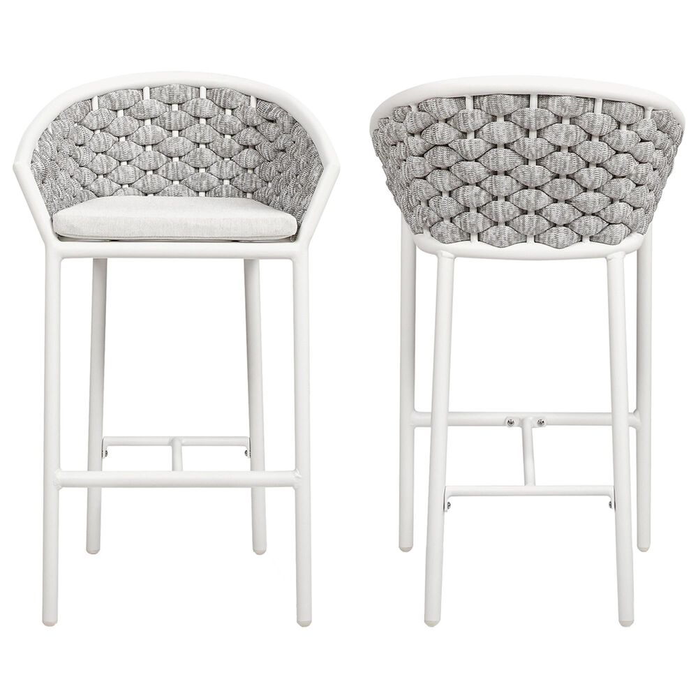 Hearth and Haven Rowan Patio Low-back Barrel Stool in White (Set of 2), , large