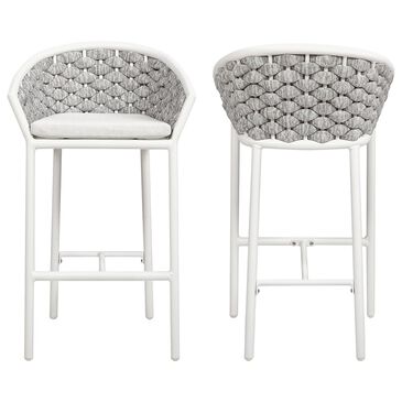 Hearth and Haven Rowan Patio Low-back Barrel Stool in White (Set of 2), , large