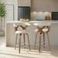 LumiSource Gardenia Swivel Fixed-Height Counter Stool with Cream Fabric Upholstery in Chrome and Walnut (Set of 2), , large