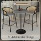 Leisuremod LeisureMod Verve Collection Modern Bar Height Table Black Base with 27 Round Marble Grey Sintered Stone Top, , large