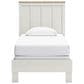 Ashley Linnocreek Twin Panel Bed in White and Warm Brown, , large