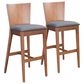 Zuo Modern Ambrose Bar Chair in Brown/Dark Gray Cushion (Set of 2), , large