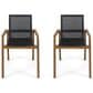 Hearth and Haven Belfast Outdoor Dining Chair with Teak Frame in Black (Set of 2), , large