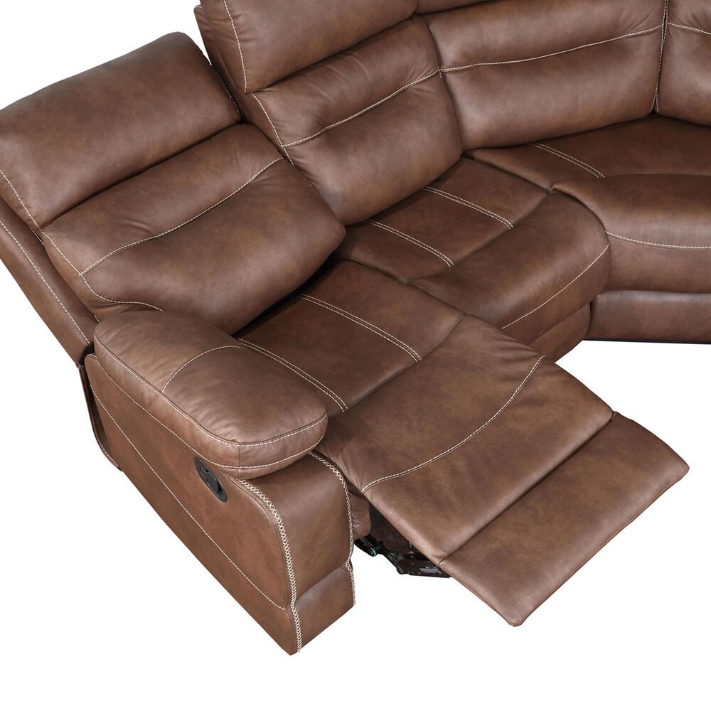 Steve Silver Rudger 3-Piece Manual Reclining Sectional in Chestnut, , large