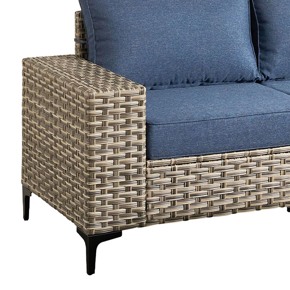 HOMLUX 4-Piece Patio Modular Sofa and Ottoman Set in Denim Blue, , large