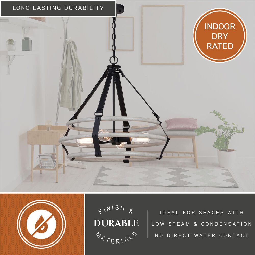Vaxcel Taylor 4-Light Pendant in Textured Black and Ash Gray, , large