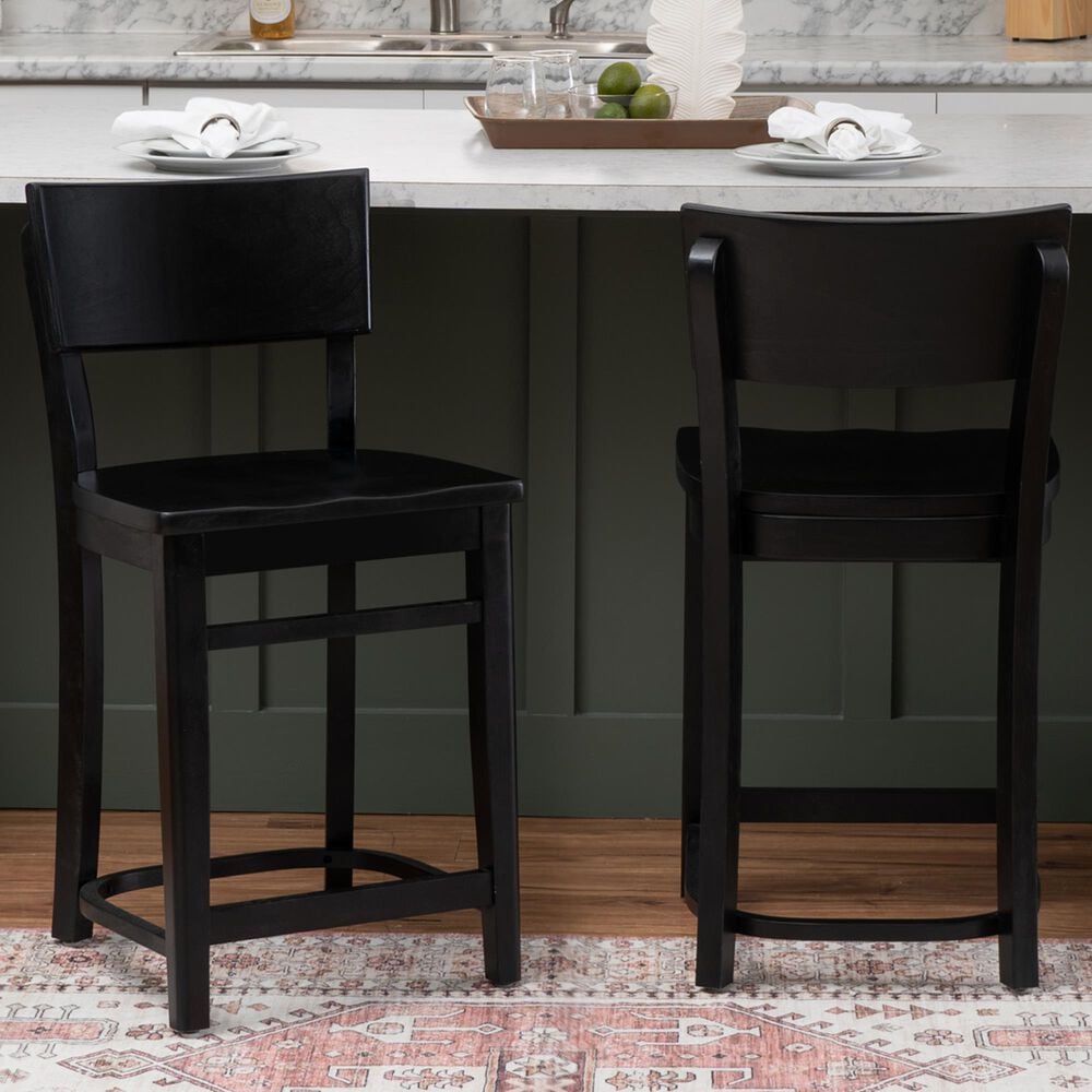 Linon Home Decor Briggs Counter Stool in Black (Set of 2), , large
