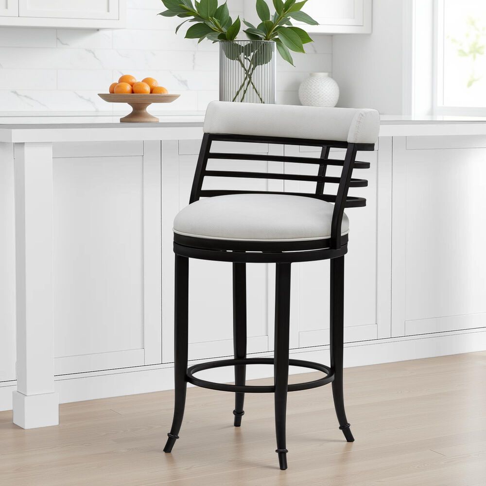Armen Living Telia Swivel  Counter  Stool in Ivory, , large