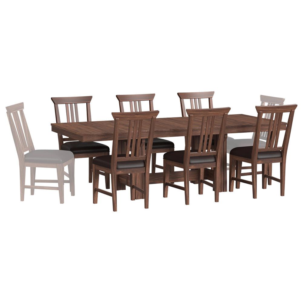 A AMERICA Cortez Dining Table with 1-18" Leaf and 6 Dining Chairs in Saddle Brown, , large