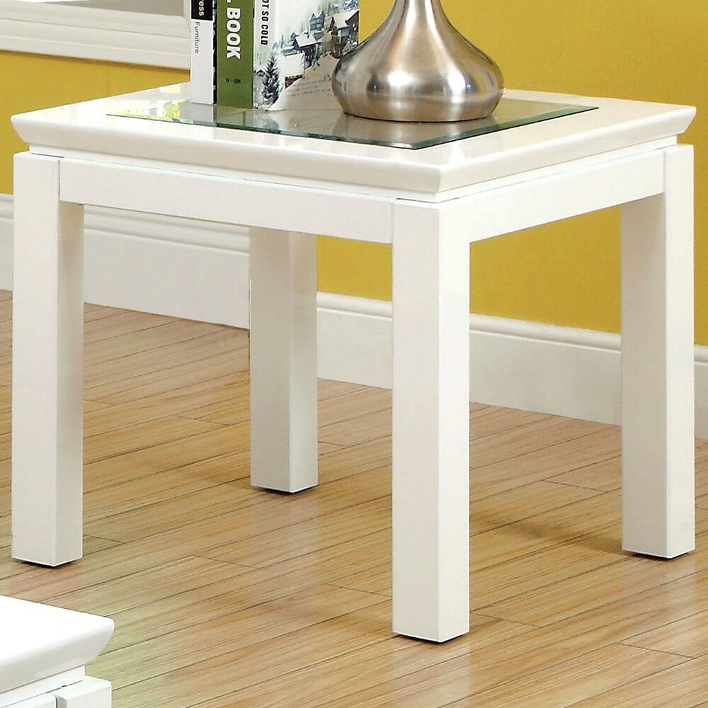 Furniture of America Loper End Table in White, , large