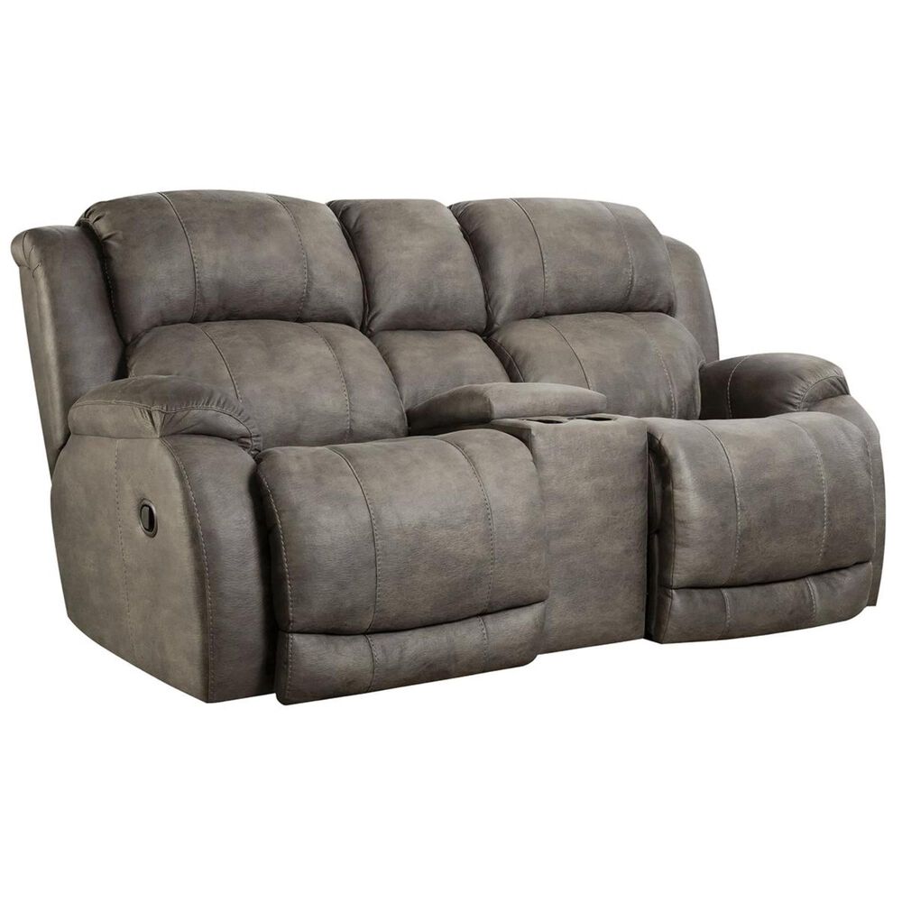 HomeStretch Denali Manual Reclining Loveseat with Console in Grey