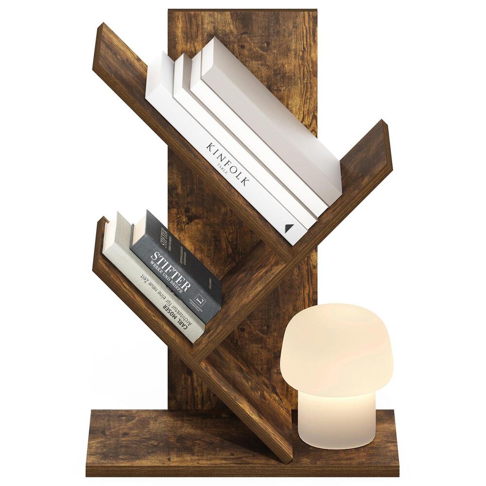 HOMLUX 3-Tier Floor Standing Tree Bookcase in Amber Pine, , large