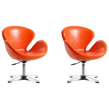 Dayton Raspberry Adjustable Swivel Chair in Tangerine (Set of 2), , large