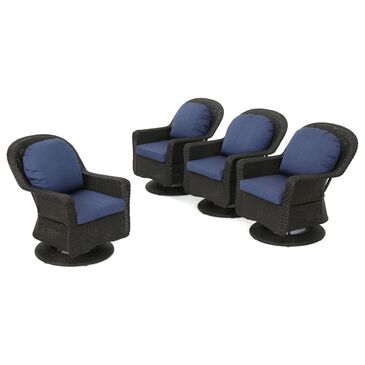 Noble House Lawrence Patio Swivel Club Chair in Dark Brown (Set of 4), , large