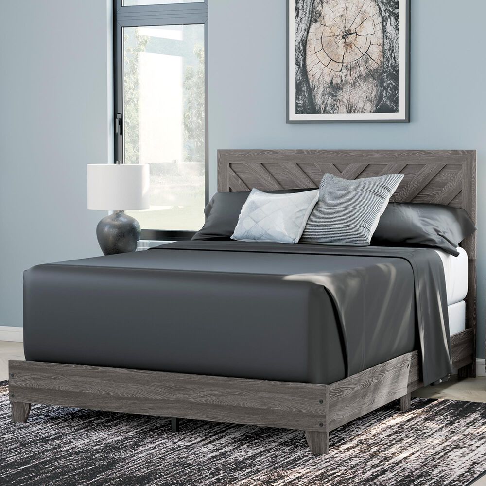 Ashley Sylveri Queen Chevron Panel Bed in Gray, , large