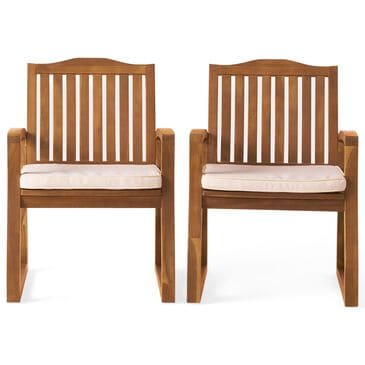 Hearth and Haven Della Dining Chair with Cream Cushion in Teak (Set of 2), , large