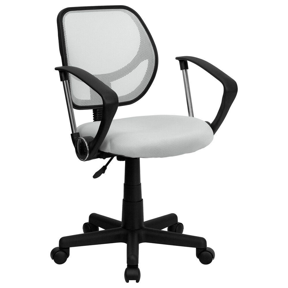 Flash Furniture Swivel Task Chair in White and Black, , large