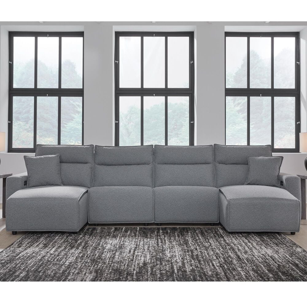 Ashley ModMax II 4-Piece Power Reclining Symmetrical Sectional in Salt and Pepper, , large