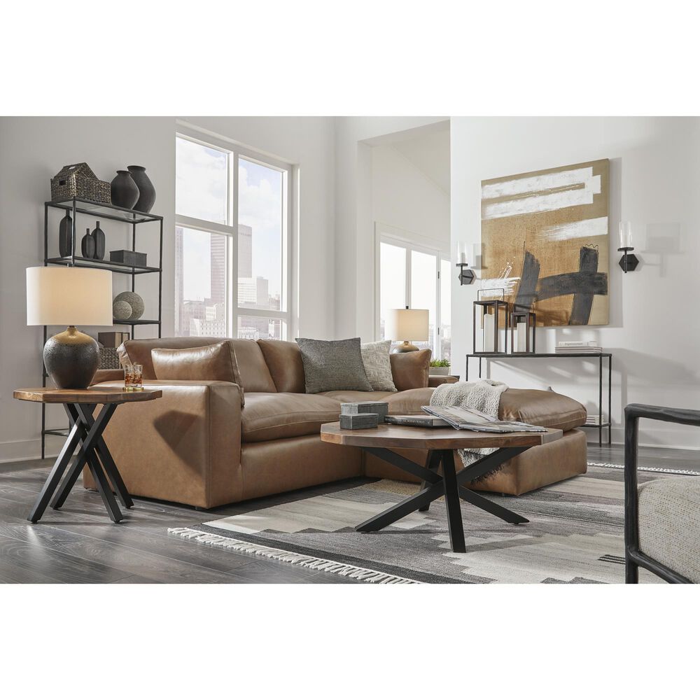 Ashley Emilia Oversized Accent Ottoman in Caramel, , large