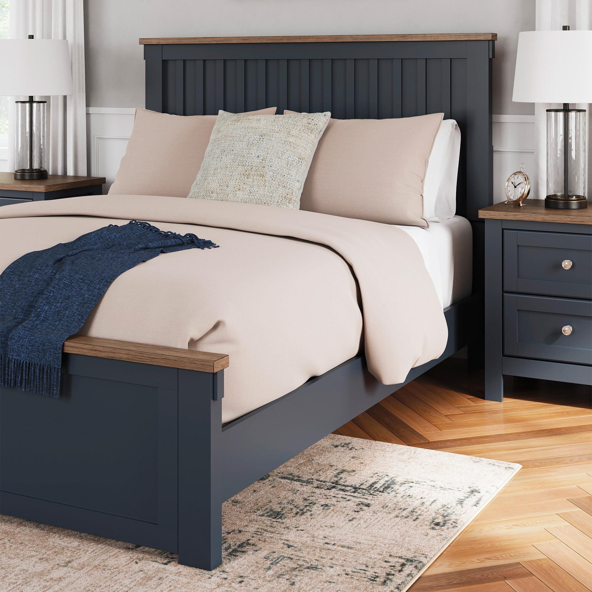 Blue wooden bed frame 2025