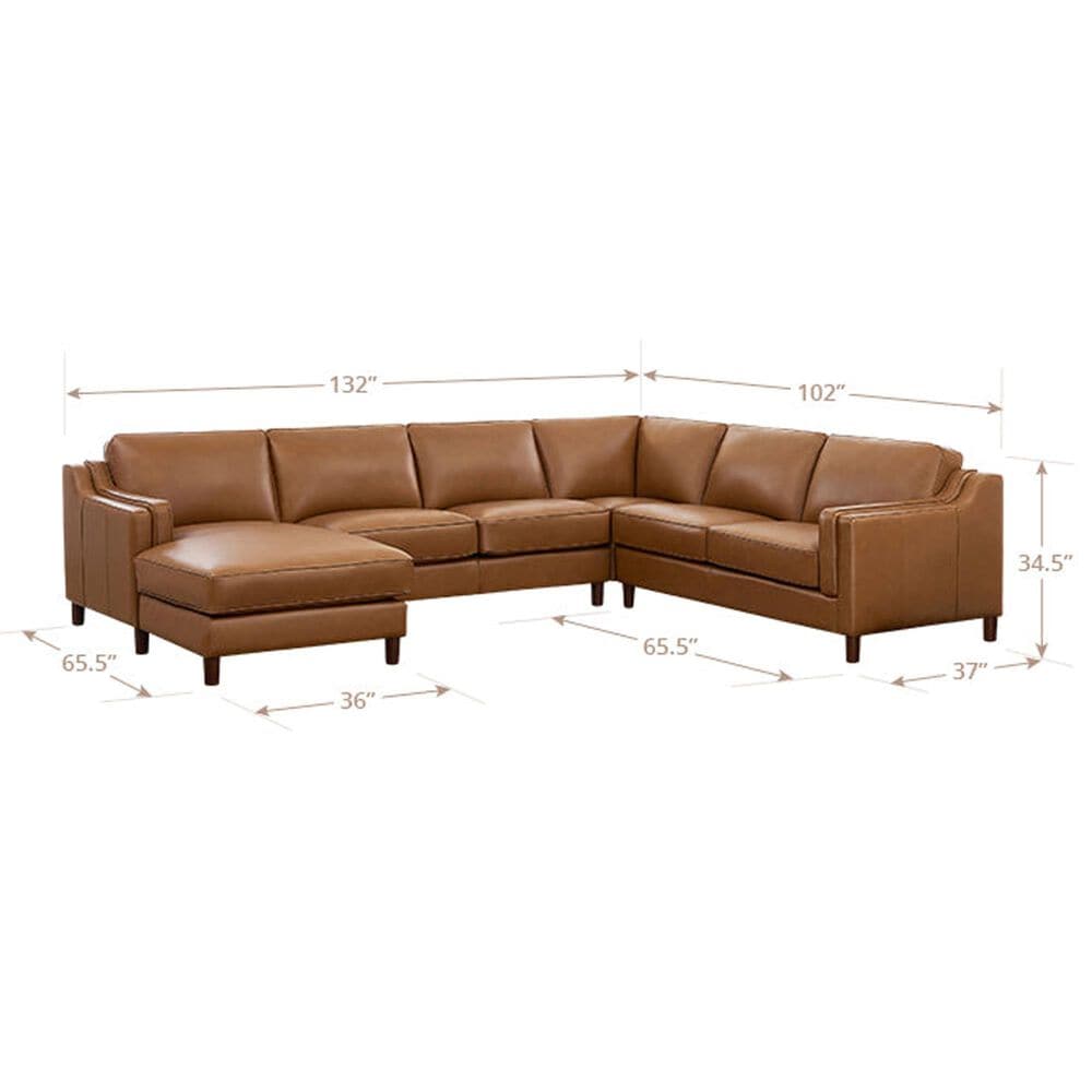 Hydeline Bella 4 Piece Leather Sectional in Cognac, , large