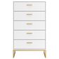 Ashley Socalle 5-Drawer Chest in Matte White and Gold, , large
