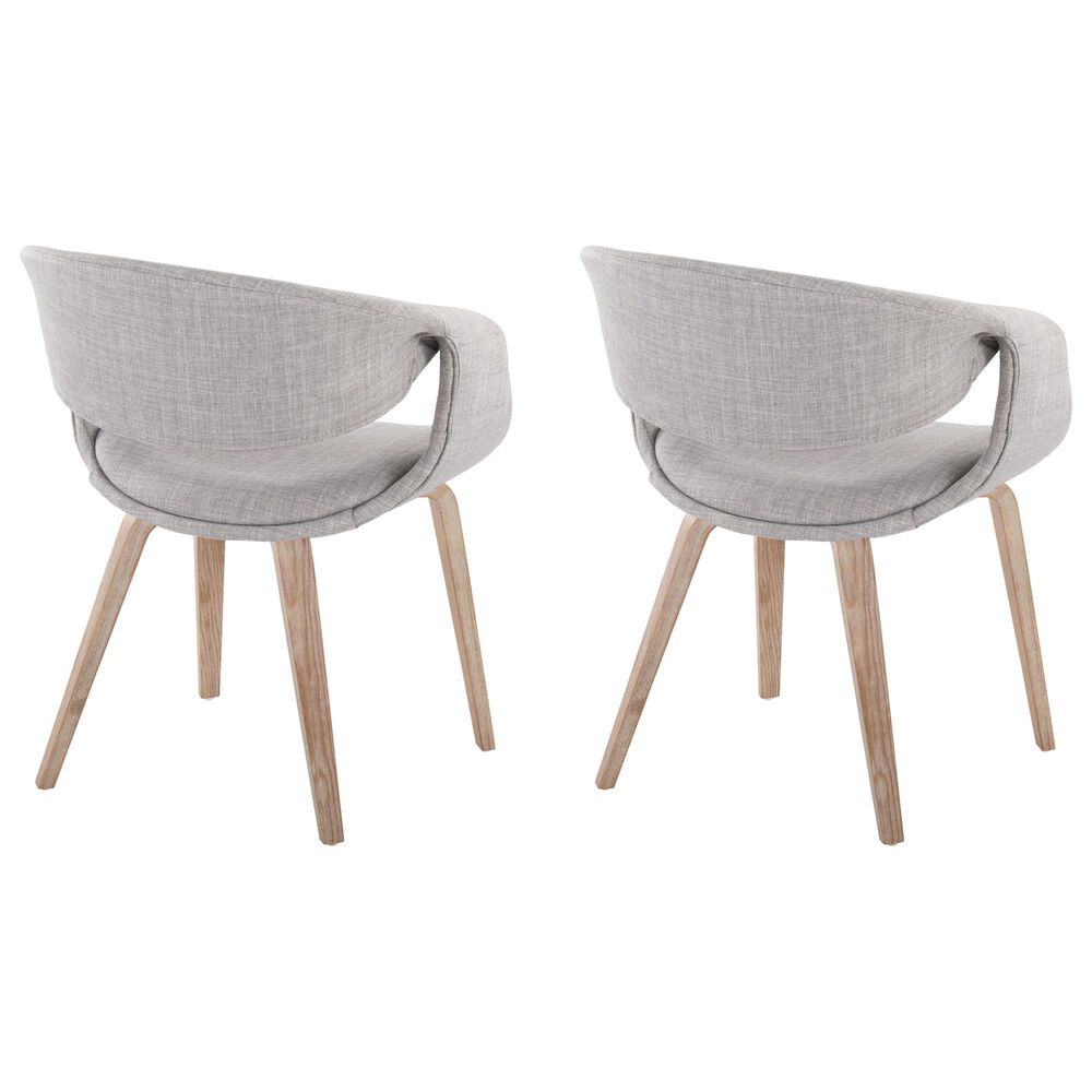 LumiSource Curvo Contemporary Upholstered Chair in Whitewashed Wood and Grey Fabric by LumiSource - Set of 2, , large