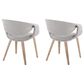 LumiSource Curvo Contemporary Upholstered Chair in Whitewashed Wood and Grey Fabric by LumiSource - Set of 2, , large