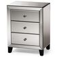 Baxton Studio Chevron Mirrored 3-Drawer End Table in Silver, , large