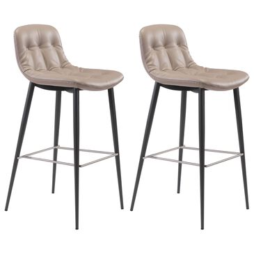 Zuo Modern Tangiers Bar Stool in Taupe and Black (Set of 2), , large