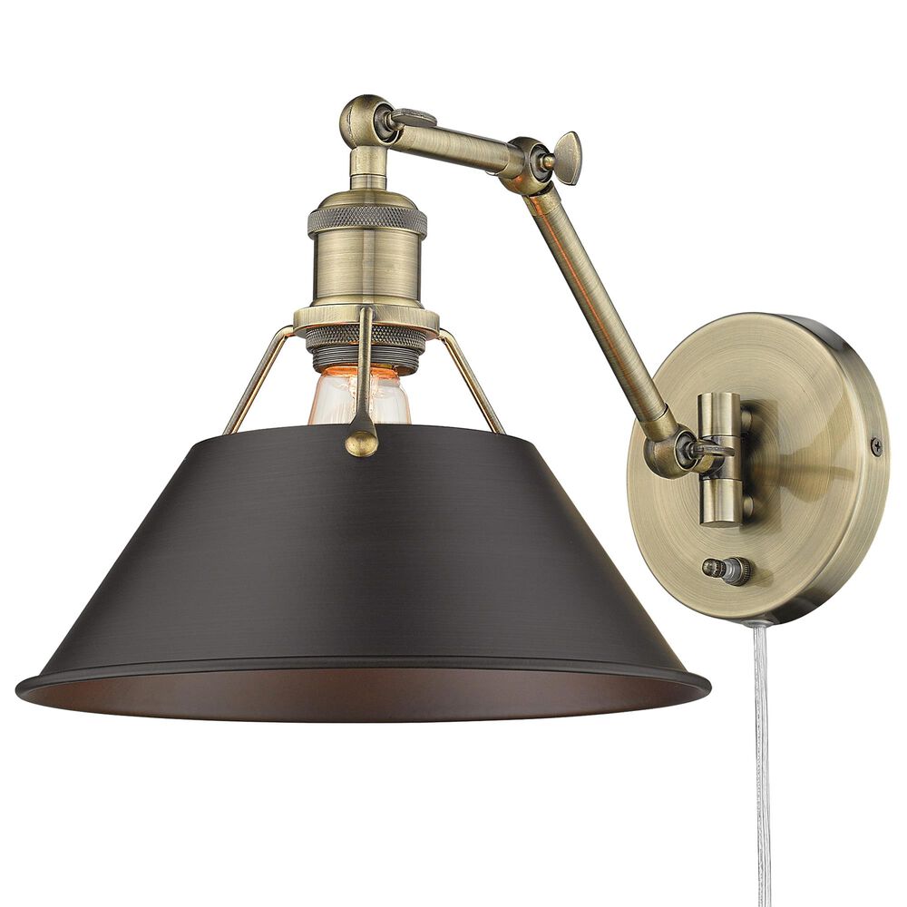 Golden Lighting Orwell 1-Light Wall Sconce in Aged Brass and Rubbed Bronze, , large