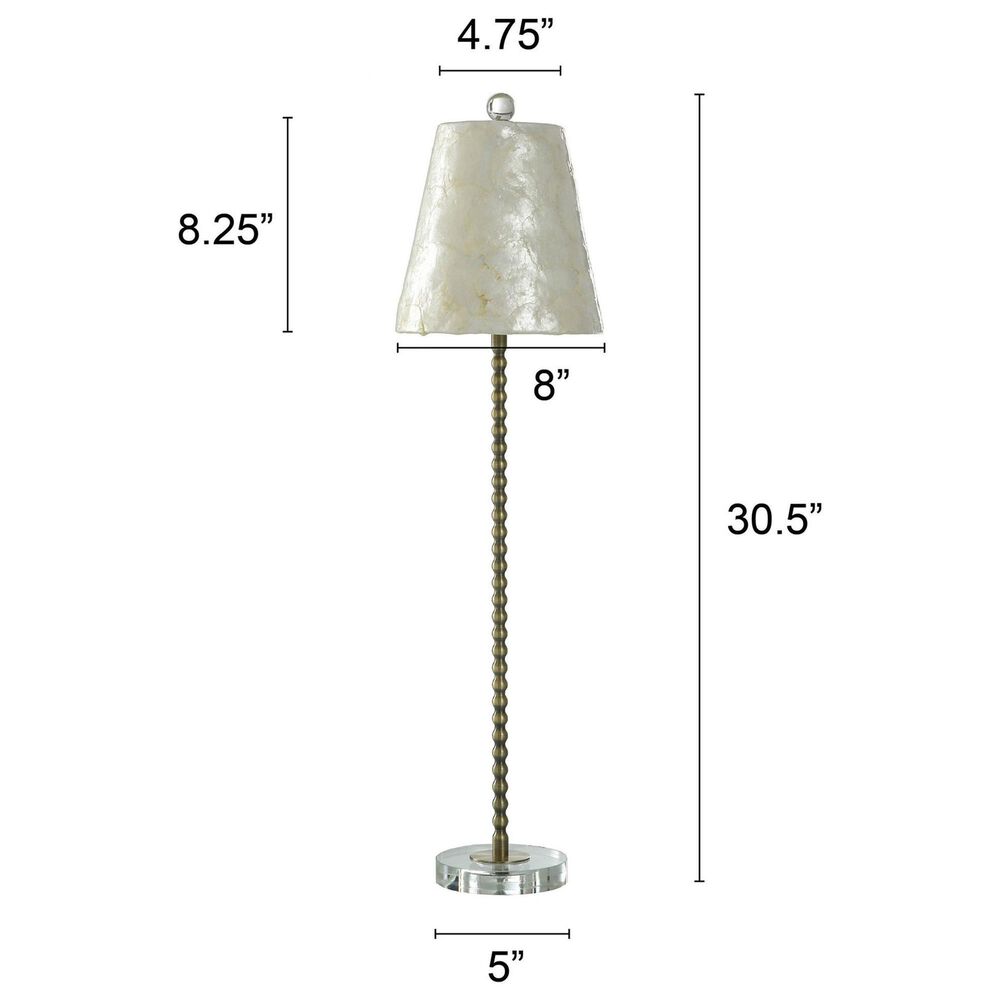 Flair Industries Capiz Slim Buffet Lamp in Aged Brass, , large