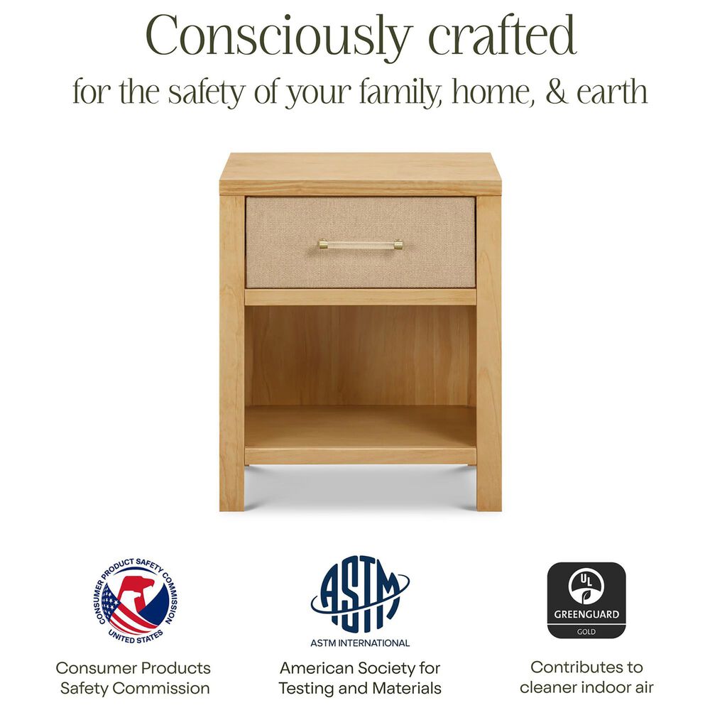 DaVinci Eloise Nightstand with Sand Upholstered Drawer in Honey, , large