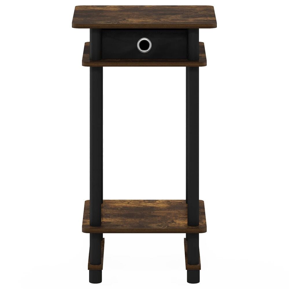 HOMLUX Turn-N-Tube Tall End Table in Amber Pine and Black, , large