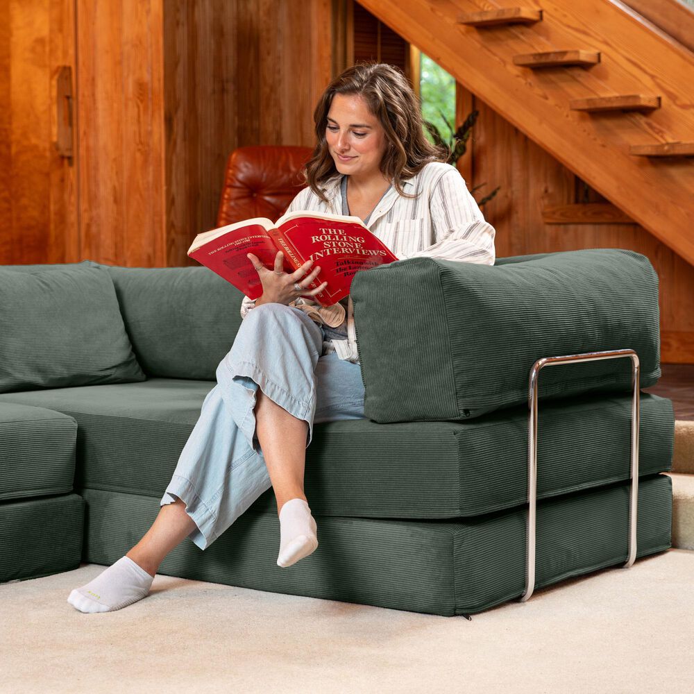 Jaxx Unsofa 2-Piece Modular Right Facing L-Shaped Sectional in Forest Dark Green, , large