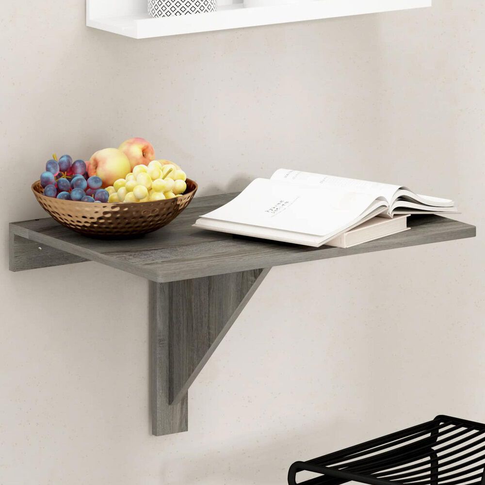 HOMLUX Wall Mounting Folding Table in French Oak Grey, , large