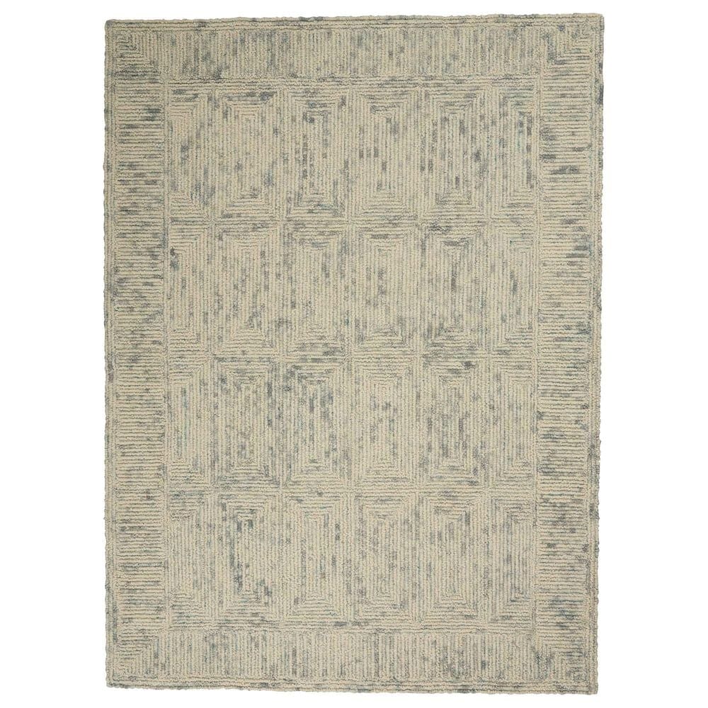 Nourison Colorado 5"3" x 7"3" Ivory, Grey and Teal Area Rug, , large